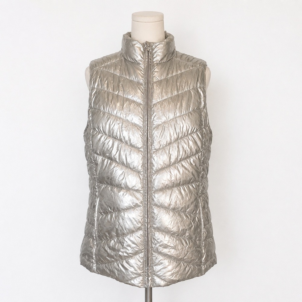 Livi Active Puffer Vest Womens Quilted Metallic Futurist 14/16 Silver Nylon